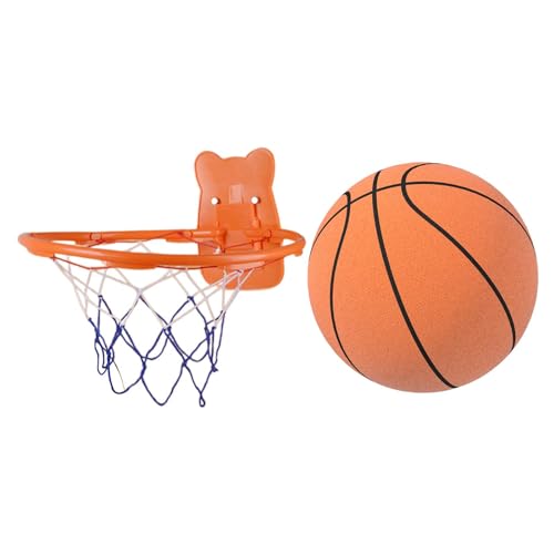 kowaku Stiller Basketball mit Korb, Interaktives Spielzeug für Eltern Und Kinder, Tragbarer Übungsball, Geschenkidee für Partys, Orange von kowaku