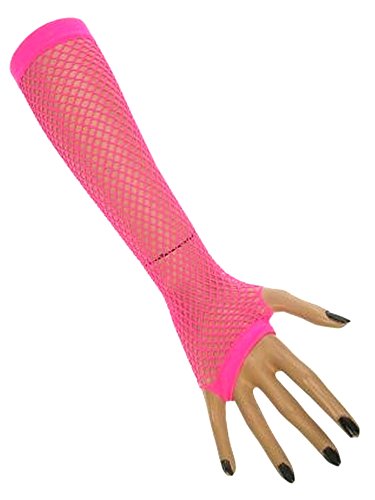 Krautwear Damen Mädchen Schweißbänder Stirnband 2 Armbänder Beinstulpen Handschuhe 80er Jahre Set Neon Pink (Handschuhe) von krautwear