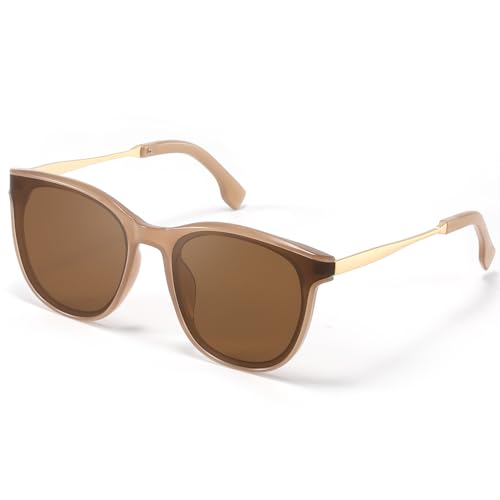 kunchu Sonnenbrille-Damen-Polarisiert-Retro-Runde-Trendy- Klassisch-UV400-Schutz-Ultraleicht-Kleine-für-Schmales- Gesicht von kunchu