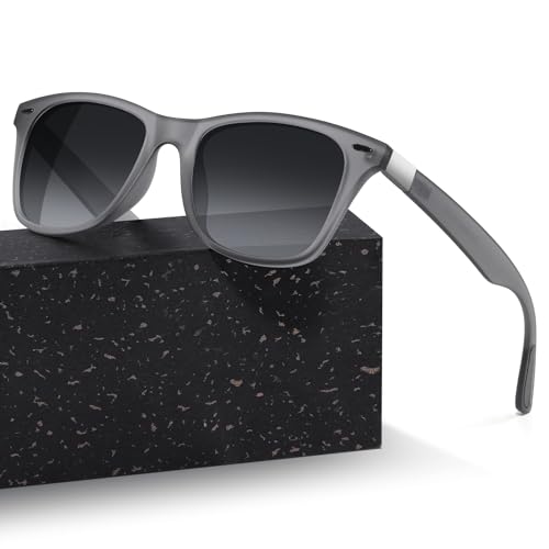 kunchu Sonnenbrille Herren-Damen-Polarisierte UV400-Schutz RechteckigeSchwarze Blendfreie Gläser Klassische Ultraleichte Quadratische Sonnenbrille Fahren Wandern Golfen Angeln Sport Sunglasses von kunchu