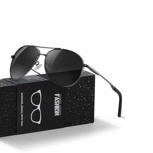 kunchu Sonnenbrille Herren Damen Polarisierte Unisex UV400-Schutz Klassische Ultraleichte Fahren Angeln Laufen Outdoor Schwarze Fliegerbrille Vintage Fahrerbrille Verblassendes Grau von kunchu