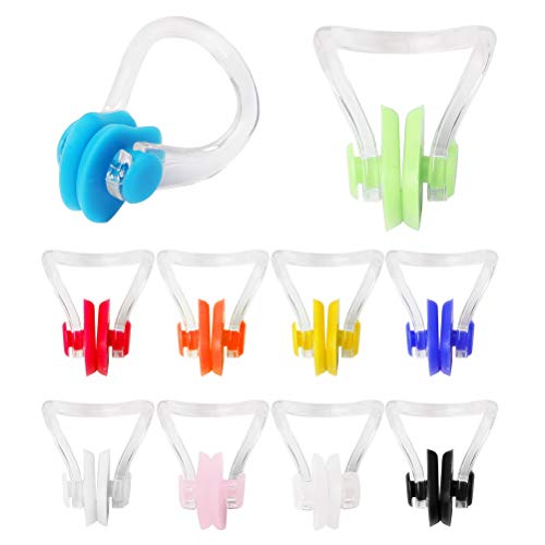 kuou 10 Stück wasserdichte Nasenklammer, Silikon Nasenclip Schwimmen Nasenschutz für Unisex(10 Colors) von kuou