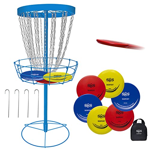 Disc Golf Basket Target - Pro 24 Ketten Tragbarer Metall Golf Torkorb mit 6 Scheiben und Tragetasche - Flying Discs Golfkörbe für Indoor & Outdoor Training Schwarz von kusine