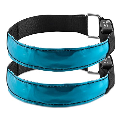 kwmobile 2X LED Leucht Armband - XL Sicherheitsband für Outdoor Sport Joggen Hundehalsband helles Blinklicht reflektierend bei Dunkelheit - blau von kwmobile