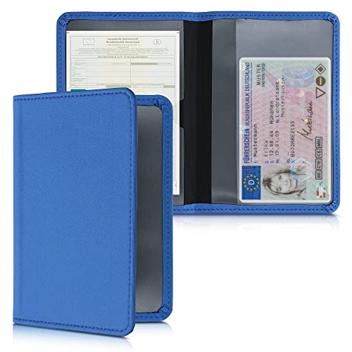 kwmobile Fahrzeugschein Hülle mit Kartenfächern - Neopren Etui Tasche für Auto Zulassungsbescheinigung Führerschein Blau von kwmobile