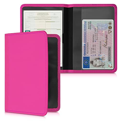 kwmobile Fahrzeugschein Hülle mit Kartenfächern - Neopren Etui Tasche für Auto Zulassungsbescheinigung Führerschein Pink von kwmobile