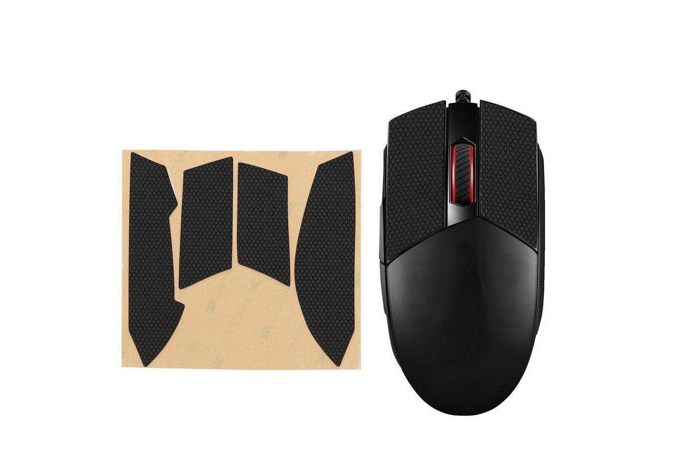 kwmobile Handgelenkstütze Gaming Maus Grip Tape für ASUS ROG Strix Impact II (1-tlg), Maus Rutschfestes Griffband für PC Maus Schwarz von kwmobile