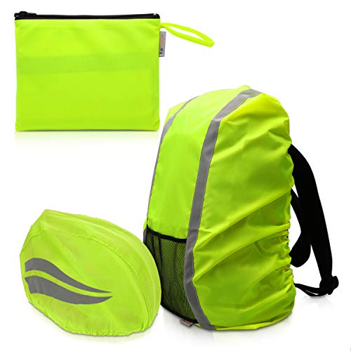 kwmobile Regenschutz Set für Helm Rucksack - Helmüberzug Regenhülle Schulranzen Helmschutz - Schutzhülle Fahrradhelm Ranzen - Unisex von kwmobile