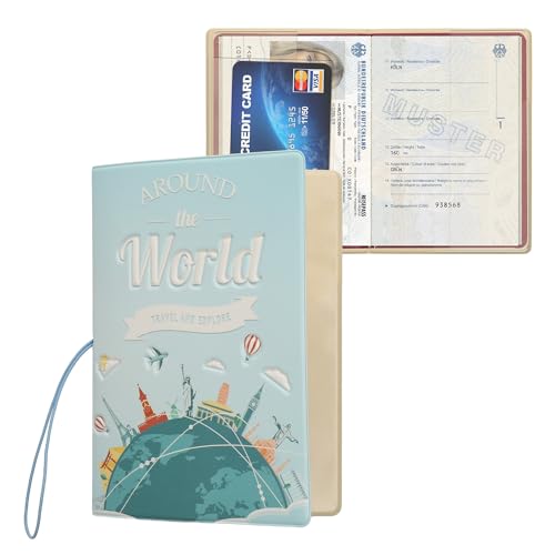 kwmobile Reisepass Kunststoff Schutzhülle - Ausweis Hülle Impfpass Schutz - Cover Reisepasshülle Ausweishülle - 3D Auf der ganzen Welt von kwmobile