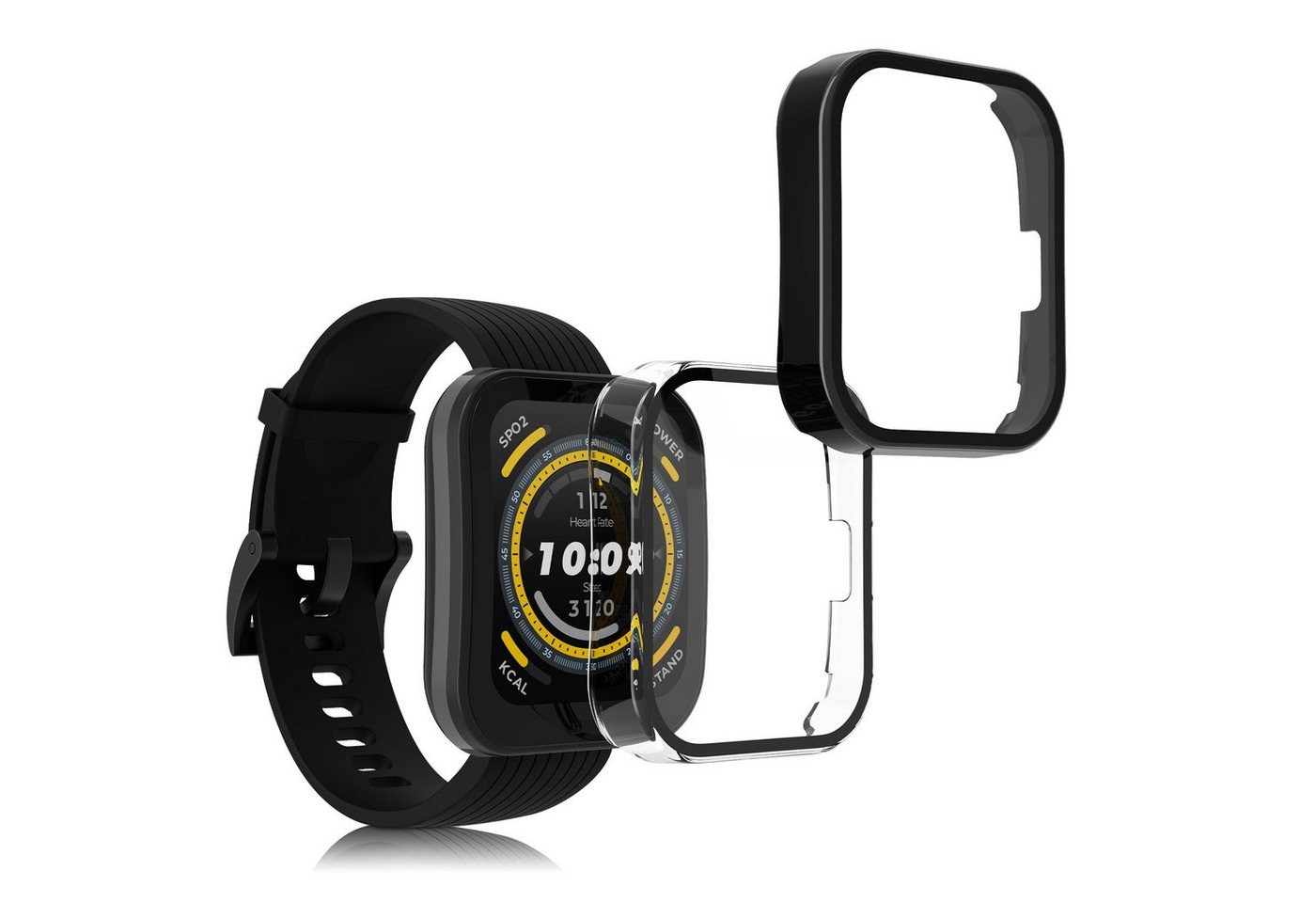 kwmobile Smartwatch-Hülle 2x Hülle für Huami Amazfit Bip 5, Fullbody Fitnesstracker Glas Cover Case Schutzhülle Set von kwmobile