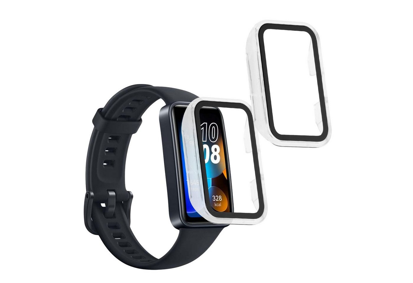 kwmobile Smartwatch-Hülle 2x Hülle für Huawei Band 8, Fullbody Fitnesstracker Glas Cover Case Schutzhülle Set von kwmobile