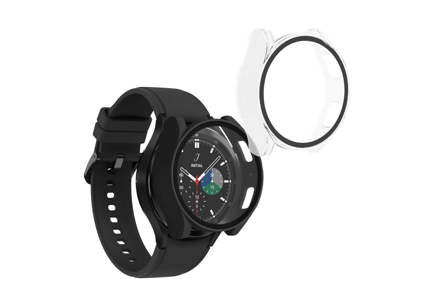 kwmobile Smartwatch-Hülle 2x Hülle für Samsung Galaxy Watch 6 44mm, Fullbody Fitnesstracker Glas Cover Case Schutzhülle Set von kwmobile