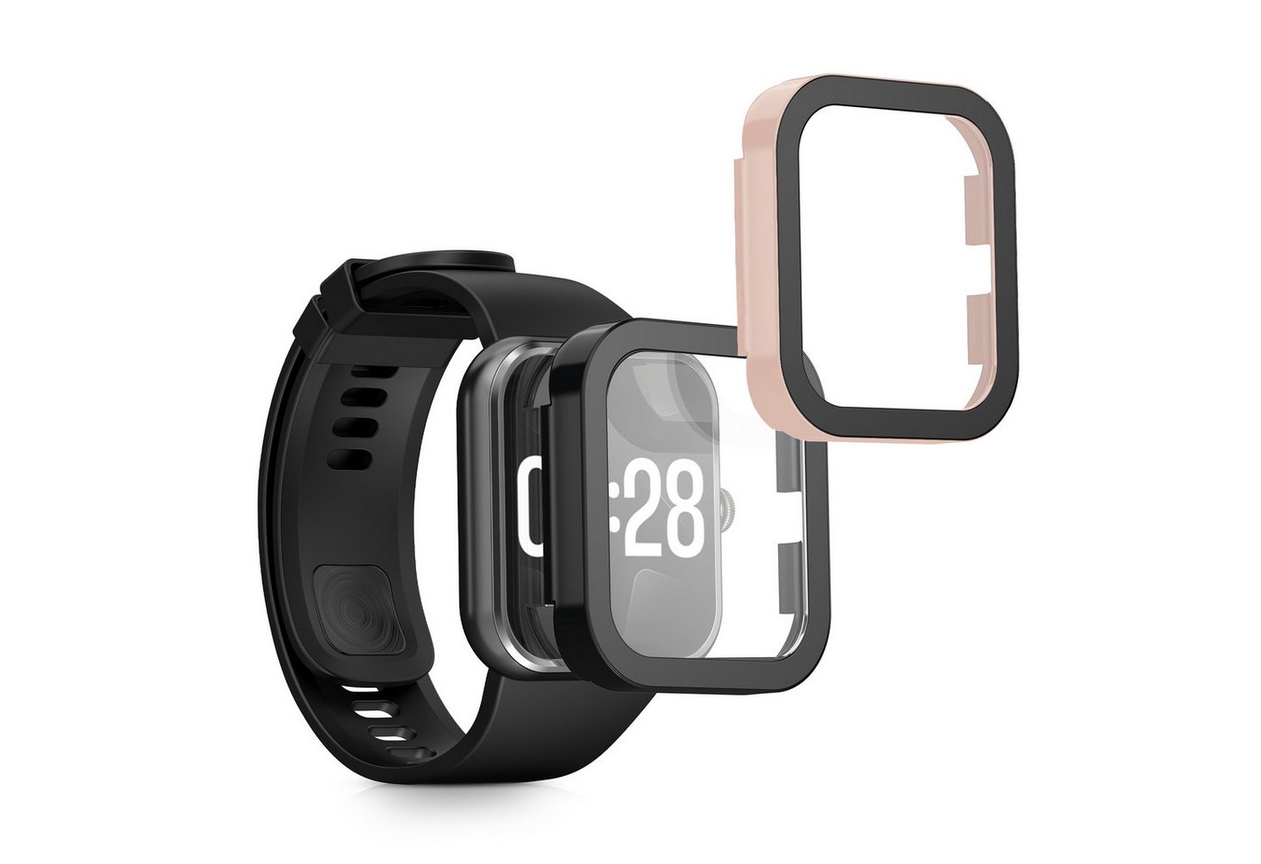 kwmobile Smartwatch-Hülle 2x Hülle für Xiaomi Redmi Watch 4, Fullbody Fitnesstracker Glas Cover Case Schutzhülle Set von kwmobile
