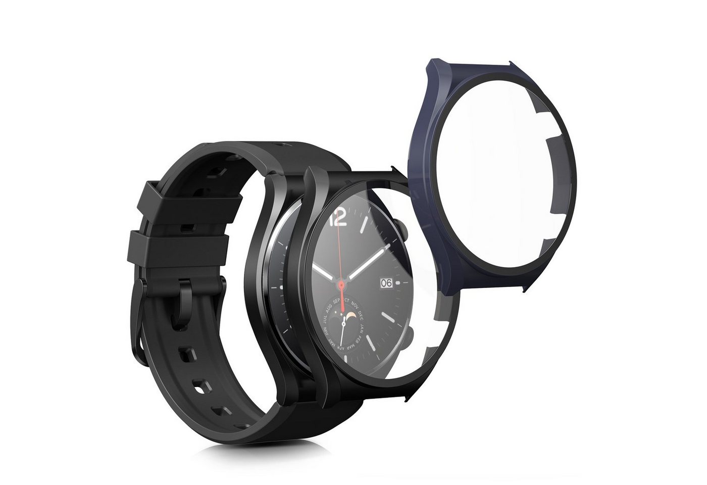 kwmobile Smartwatch-Hülle 2x Hülle für Xiaomi Watch S1, Fullbody Fitnesstracker Glas Cover Case Schutzhülle Set von kwmobile