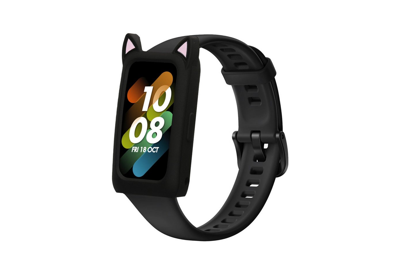 kwmobile Smartwatch-Hülle Schutzhülle für Huawei Watch Band 7 / Honor Band 6 Hülle Bumper, Silikon Rahmen mit Cat Ears - Case ohne Display Schutz von kwmobile