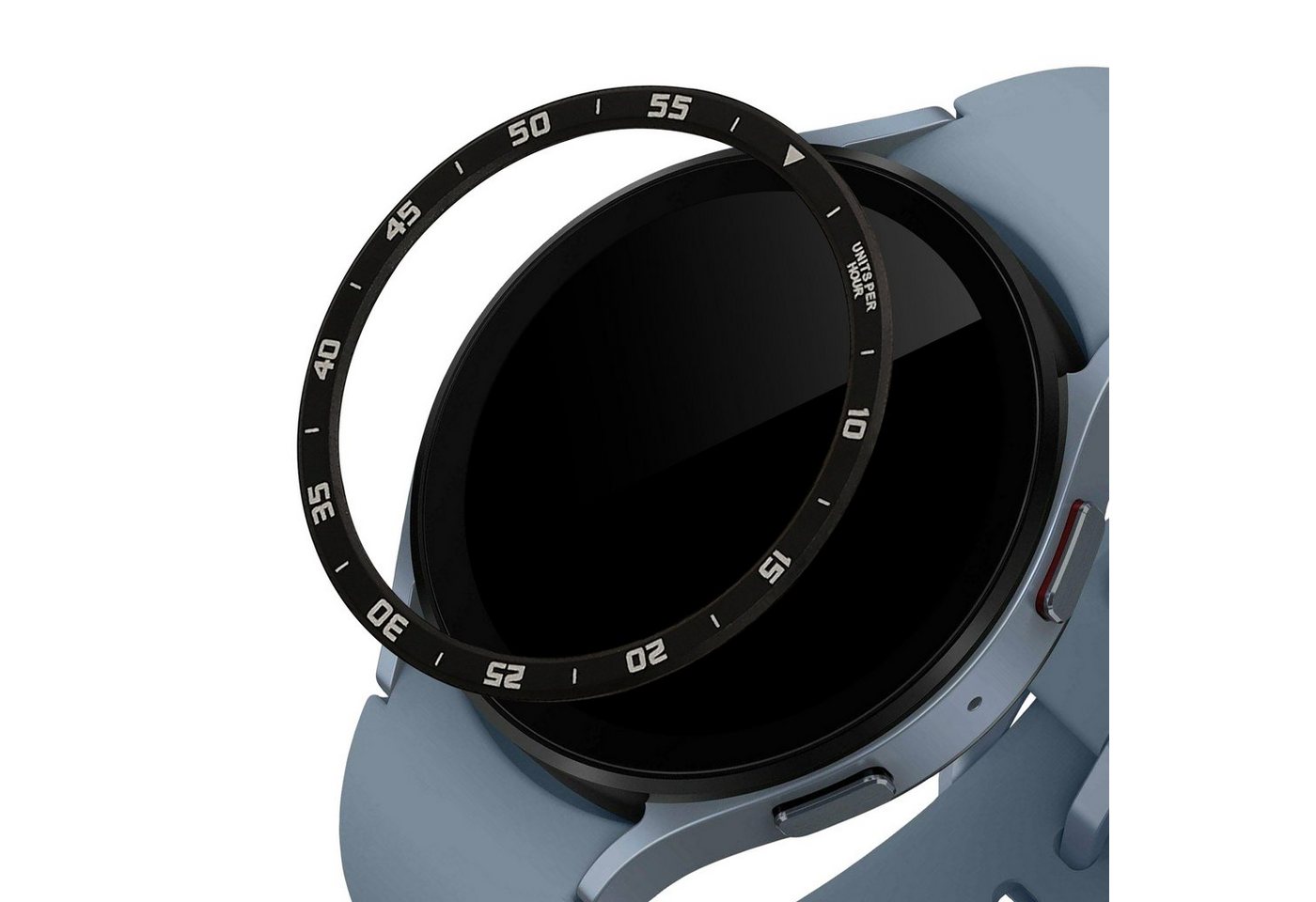 kwmobile Smartwatch-Hülle Schutzring für Samsung Galaxy Watch 5 (44mm) Fitnesstracker, Bezel Ring Lünette in Schwarz Silber von kwmobile