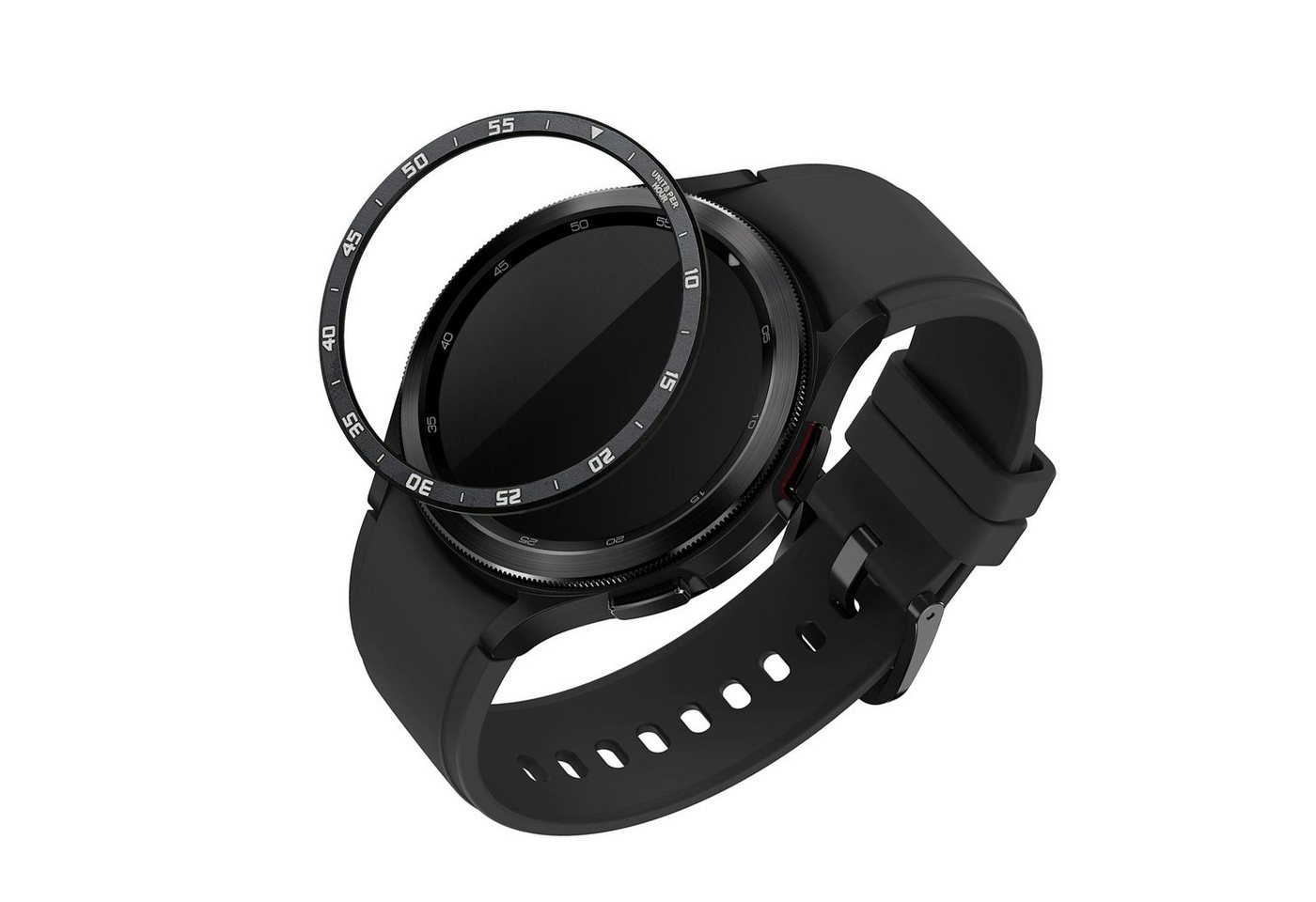 kwmobile Smartwatch-Hülle Schutzring für Samsung Galaxy Watch 6 Classic 43mm Fitnesstracker, Bezel Ring Lünette in Schwarz Silber von kwmobile