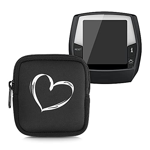 kwmobile Tasche kompatibel mit Bosch Intuvia - Bike GPS Hülle Herz Brush Weiß Schwarz von kwmobile