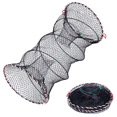 kyaoayo Anglerbasics tragbare Krabbenfalle，zusammenklappbar Fischfalle ，Netze Angelzubehör，für Krebse Köder Hummer Krabben Garnelen Fischnetz (Durchmesser 40cm) von kyaoayo