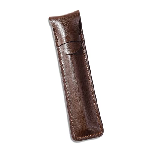 kyaoayo Vintage Leder Stifttasche, Leder Stift Etui Handgefertigt, Tragbar Stiftehülle für Bleistift Stift Kugelschreiber (Kaffee) von kyaoayo