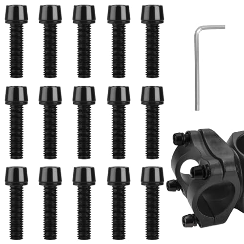 15 Stück Fahrrad Schrauben Set, M5 x 20mm Schrauben, Screws mit Sechskantschlüssel für Mountainbike und Rennrad Vorbau (Schwarz) von lahnao