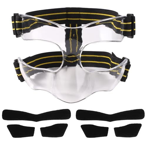 Maske für gebrochene Nase, 15 x 9,5 cm Verstellbarer Nasenschutz mit Polsterung Gesichtsschutz Gelb Schwarz Sport-Gesichtsmaske für Basketball Fußball Baseball (Halbe Abdeckung) von lasuroa