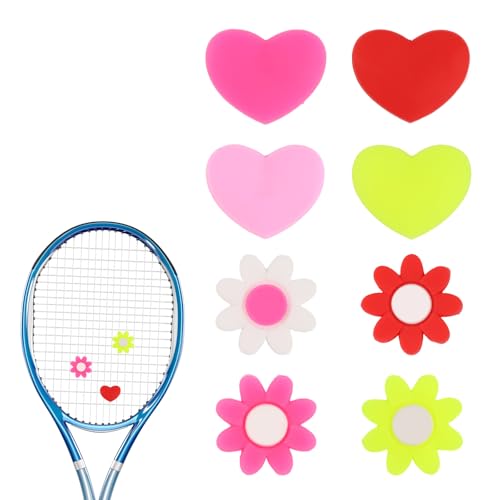 lasuroa 8stk Tennis Racket Dämpfer, Süße Blumen- und Herzform Tennisschläger-Vibrationsdämpfer Silikon-Schläger-Stoßdämpfer Praktisches Zubehör und Geschenke von lasuroa