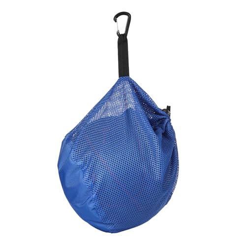 lasuroa Einzelne Balltasche mit Reißverschlusstasche, 25 x 30cm Ball Netztasche Kordelzug Sling-Back-Tasche mit Schnallenclip zum Tragen von Basketball Fußball Volleyball Rugby (Blau) von lasuroa