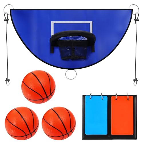 lasuroa Trampolin Basketballkorb, mit Anzeigetafel und Mini-Basketbällen, Abreißbarem Rand zum Eintauchen Trampolin Basketball Aufsatz für Kinder Erwachsene Drinnen und Draußen von lasuroa