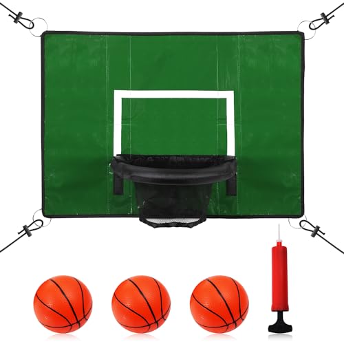 lasuroa Trampolin Basketballkorb, mit Mini Basketbällen und Luftpumpe Abreißbarem Rand zum Eintauchen Quadratischer Trampolin Basketball Aufsatz für Kinder Erwachsene Drinnen und Draußen von lasuroa