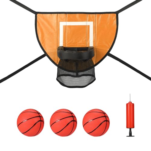 lasuroa Trampolin Basketballkorb Befestigungsset, mit 3 Mini Basketball und 1 Pumpe, Basketballtor für Trampolin Wasserdichtes Basketballspielzubehör für alle Altersgruppen (Orange) von lasuroa