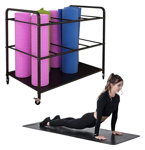 Yogamatten-Aufbewahrungsregal, Robuster Mehrzweck-Yogamattenhalter mit Rädern, for Schaumstoffrolle, Yoga-Rad, Übungsband(Color:Black) von lbEUR