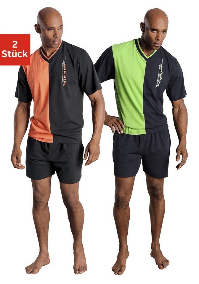 le jogger® Shorty (Packung, 4 tlg., 2 Stück) mit 2-farbigem T-Shirt von le jogger®