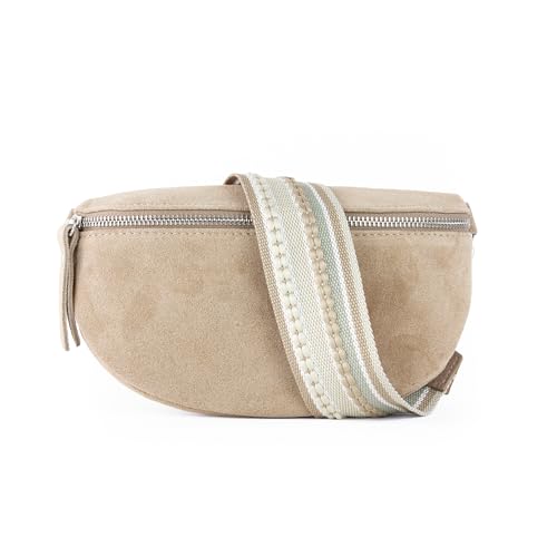 lePelou Bauchtasche aus Veloursleder, Wildleder Bauchtasche, Festival Tasche, Cross Body Tasche, Gürteltasche, Geschenk (Beige 4, S) von lePelou