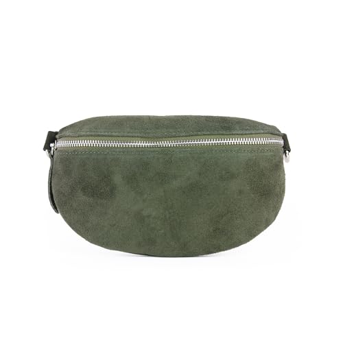 lePelou Bauchtasche aus Veloursleder, Wildleder Bauchtasche, Festival Tasche, Cross Body Tasche, Gürteltasche, Geschenk (Khaki, S) von lePelou
