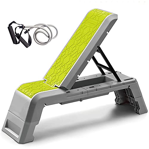 leikefitness Multifunktionale Aerobic Deck mit Cord Workout Plattform Einstellbare Hantel Bank Gewicht Bank Professionelle Fitnessgeräte für Home Gym (Green) von leikefitness