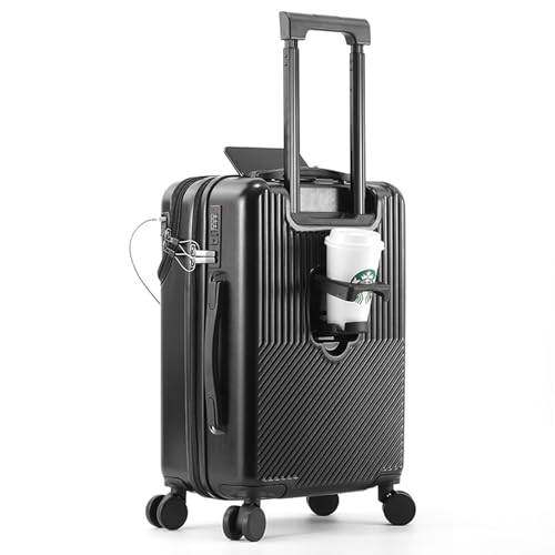 lesulety Gepäck Reise Aufgegebenes Gepäck Koffer mit USB-Ladeanschluss Handgepäck Koffer,Schwarz,26in von lesulety