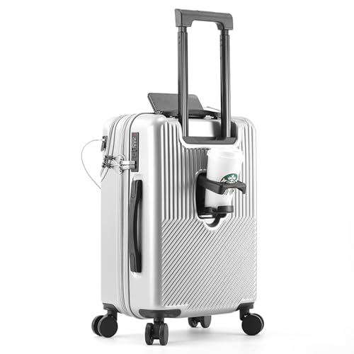 lesulety Gepäck Reise Aufgegebenes Gepäck Koffer mit USB-Ladeanschluss Handgepäck Koffer,Silber,20in von lesulety