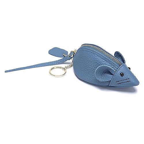 lesulety Leder Maus Kleine Brieftasche Design Schöne Maus Tragbare Männliche und Weibliche Kleine Brieftasche Nette Maus Reißverschluss Keychain Aufbewahrungstasche Keychain,Blau von lesulety