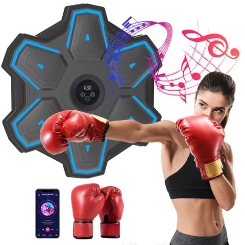 Music Boxing Machine,Musik-Boxmaschine für Erwachsene,Bluetooth Musikboxing Maschine mit 6 LED-Licht,9 Modi/Geschwindigkeitseinstellung,Bluetooth Sensor,elektronische Boxmaschine (Schwarz+Handschuhe) von lifetter