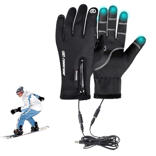 USB Beheizte Handschuhe, Beheizbare Handschuhe für Herren Damen, 5V 7600mAh Wiederaufladbar Beheizte Handschuhe, Warme Touchscreen Handschuhe für Klettern, Wandern, Radfahren, Camping (XL) von lifetter
