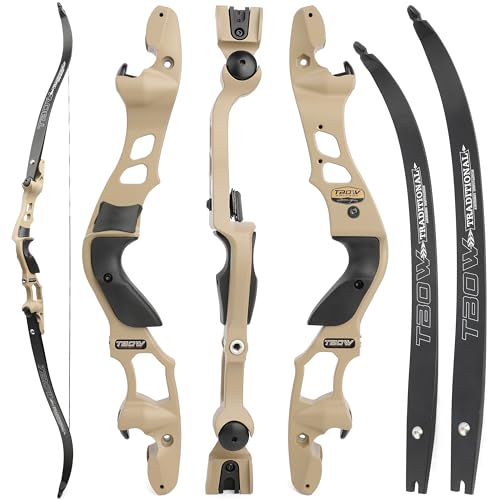 ILF Recurve Bogen für Erwachsene Jugend Jagd 30-60Lbs 62" Takedown Recurvebogen Rechtshänder Recurvebogen Gordon Bogen Gliedmaßen CNC-Bearbeitung (Wüstengrau, 50LBS) von limaity