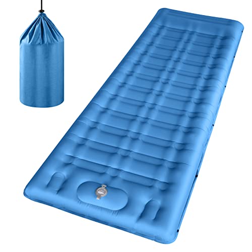 linenix Isomatte Camping Selbstaufblasend, 12CM Dicke Luftmatratze Camping, Isomatte Ultraleicht Eingebaute Luftpumpe und Faltbar, Wasserdicht, Tragbar, Geeignet für Outdoor-Camping (Blau) von linenix