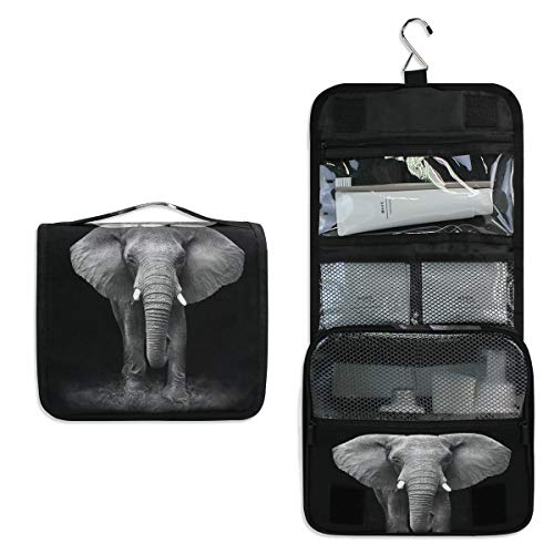 Linomo Hanging Reise Kulturbeutel für Damen und Herren, Afrikanisch Elefant Kosmetik Make-up Tasche mit Haken von linomo