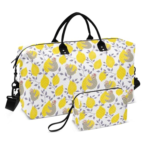 Große Reisetasche mit niedlichen Faultieren auf gelben Zitronen, große Handgepäcktasche, Sporttasche, Turnbeutel mit verstellbarem Riemen für Reisen, faltbar, Faultier, 1 size von linqin