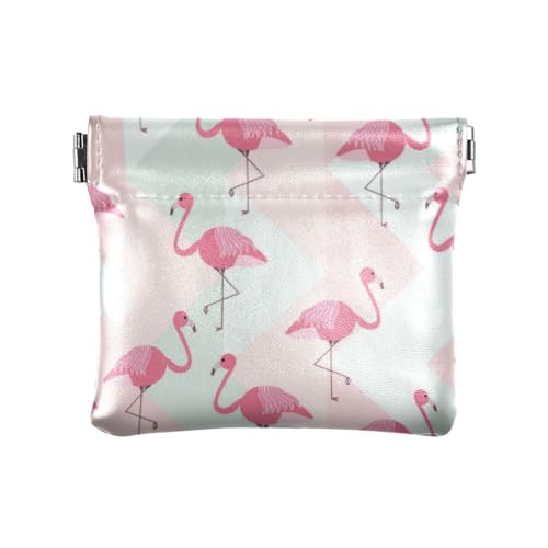 Münzgeldbörsen aus Leder, Motiv: Sommer, rosa Flamingos, für Damen, Summer Pink Flamingos, 4.33"(L) x 3.74"(W) x 0.39"(H), Classic von linqin