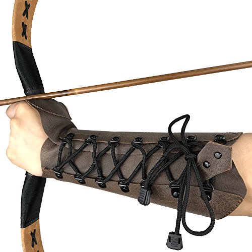 longbowmaker Traditioneller Armschutz aus Leder Armschoner für Bogenschießen (für rechte Hand) von longbowmaker