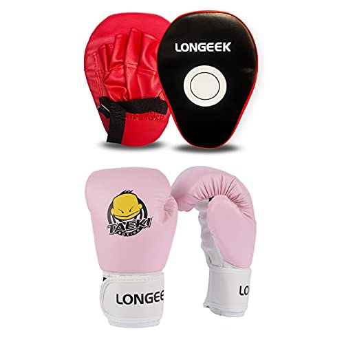 Longeek Boxhandschuhe Kinder und Pads 4oz Training Fight Gloves Sparring Boxsack Muay Thai Kampfhandschuhe für 3-7 Jahre Baby von longeek