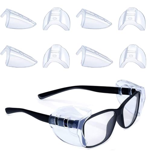 lurora2021 4 Paar Brillen Seitenschutz Brille Seitenschutz Rutschfester Schutzbrille Seitenschutz Flexible Schutzbrillen-Seitenschilder für Glas Tpu-Augenschutz, Kleine Mittlere Brillen(Transparent) von lurora2021
