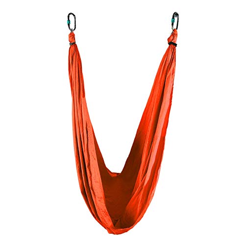 Yoga Fitness Schaukel aus 210T Nylon, Yoga Schwing Schlinge Aerial mit Dicken Schaumstoffgriffen, Geeignet als Yoga Hängematte, Schaukelstuhl (Orangefarbenes Komplettset mit 2 von lyrlody